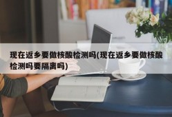 现在返乡要做核酸检测吗(现在返乡要做核酸检测吗要隔离吗)