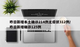 昨日新增本土确诊214例无症状312例/昨日新增确诊125例