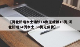 【河北新增本土确诊14例无症状16例,河北新增14例本土 30例无症状】