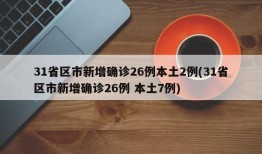 31省区市新增确诊26例本土2例(31省区市新增确诊26例 本土7例)