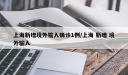 上海新增境外输入确诊1例/上海 新增 境外输入