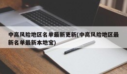 中高风险地区名单最新更新(中高风险地区最新名单最新本地宝)