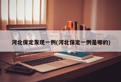 河北保定发现一例(河北保定一例是哪的)